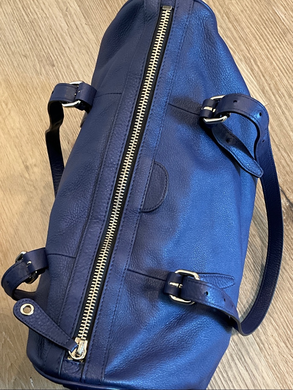 Vintage Halogen Navy Blue Leather Shoulder Bag - Picture 3 of 11